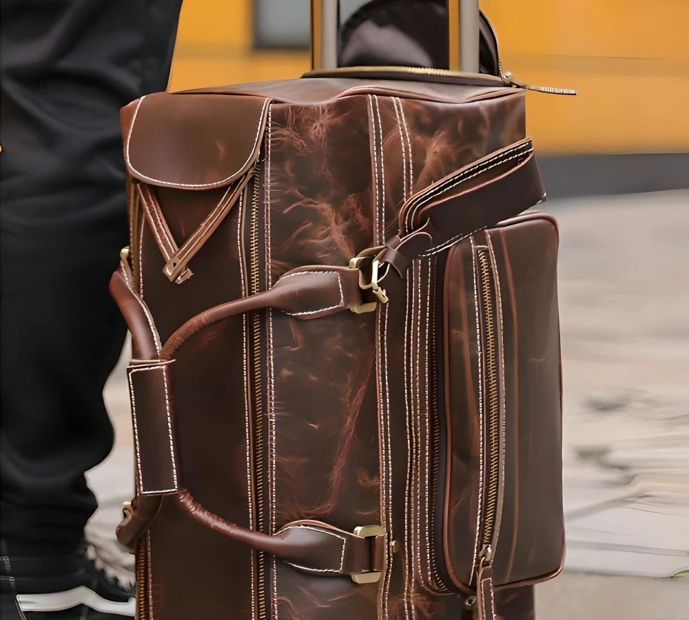 carry on leather duffle bag